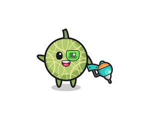 melon cartoon as future warrior mascot