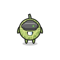 cute melon using VR headset