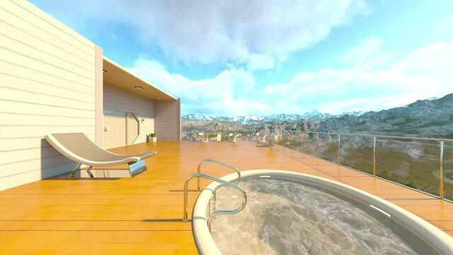 広いバルコニーのある家