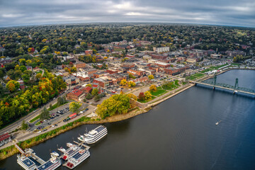 Aerial View of the Twin Cities Suburb of Stillwater, Minnesota