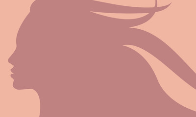 peach color background with a woman silhouette in it