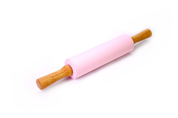 wooden rolling pin isolated on white background