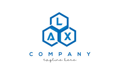 LAX letters design logo with three polygon hexagon logo vector template