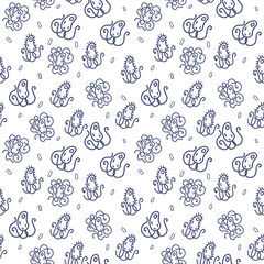 Pathogenic bacteria line vector doodle simple seamless pattern