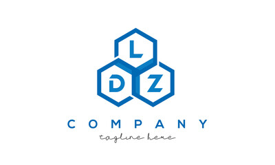 LDZ letters design logo with three polygon hexagon logo vector template