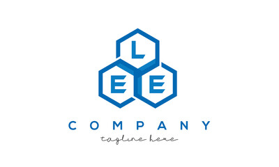 LEE letters design logo with three polygon hexagon logo vector template