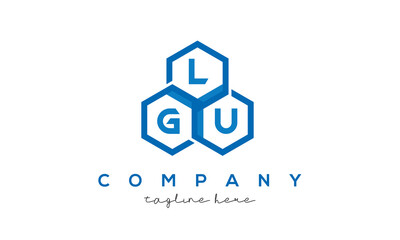 LGU letters design logo with three polygon hexagon logo vector template