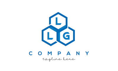 LLG letters design logo with three polygon hexagon logo vector template