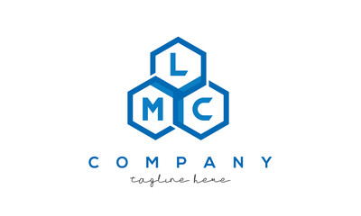 LMC letters design logo with three polygon hexagon logo vector template