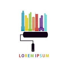 Colorful city. Colorful buildings. Property logos. Hotel or apartment logo icon. Vector illustration design for business logo, icon, template