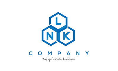 LNK letters design logo with three polygon hexagon logo vector template