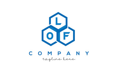 LOF letters design logo with three polygon hexagon logo vector template