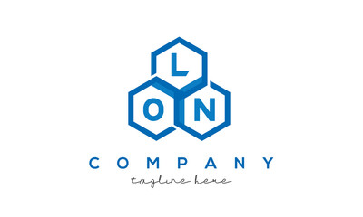 LON letters design logo with three polygon hexagon logo vector template