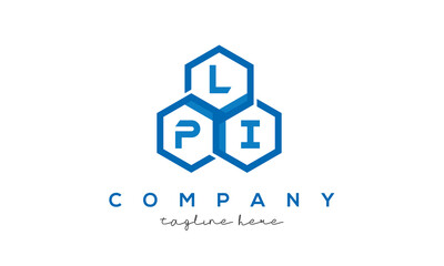 LPI letters design logo with three polygon hexagon logo vector template
