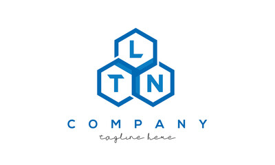 LTN letters design logo with three polygon hexagon logo vector template