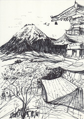 Japan travel hand drawn illustration,art design - 465670232