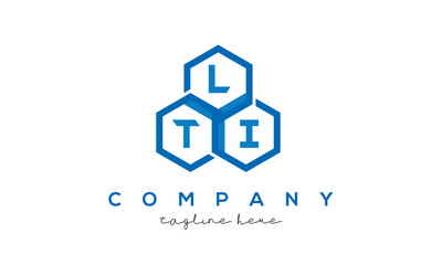 LTI letters design logo with three polygon hexagon logo vector template