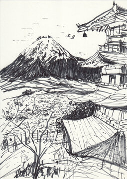 Japan travel hand drawn illustration,art design