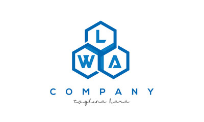 LWA letters design logo with three polygon hexagon logo vector template