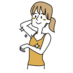 綺麗になった脇を見ている女性