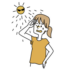 日差しを嫌がる女性