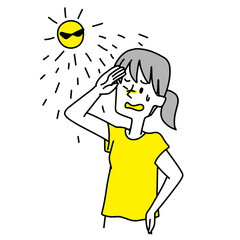 日差しを嫌がる女性