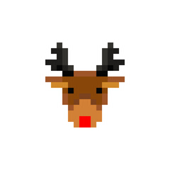 Fototapeta premium pixels, 8 bits, deer head, horns, vector