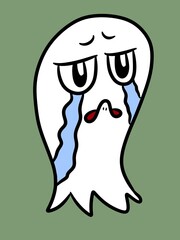 cute ghost cartoon on green background