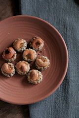 Asian cookies singapore or cashew Cookies with coffee on cozy background. This is a kind of Thai snack.