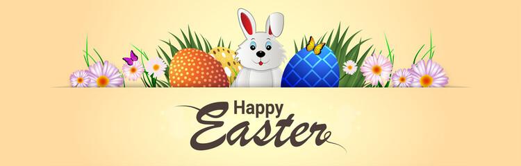 Happy easter day background with easter egg and bunny