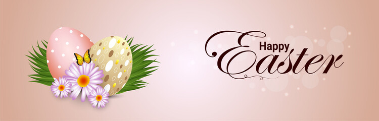 Happy easter celebration banner or header