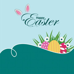Eatster greeting card with creative easter bunnieas and eggs