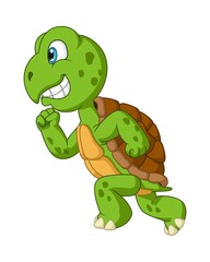 Cute happy turtle cartoon running