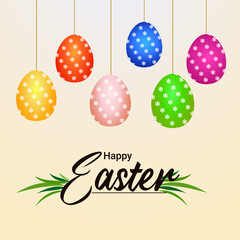 Colorful eggs of happy easter day background