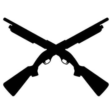 recommend clip art: rifle for hunting black on white background. hunting rifle sign. black shotgun symbol. flat style.