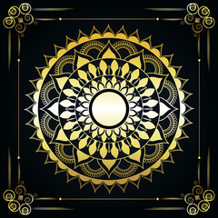 Luxury islamic golden mandala on green background