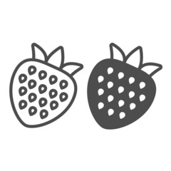 Strawberry, fruit line and solid icon, love and relationship, food concept, fruit of passion vector sign on white background, outline style icon for mobile concept and web design. Vector graphics.