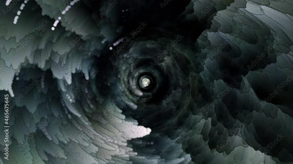 Poster 3d abstract chaotic digital cloud swirl in cave tunnel with energy light effect background concept. 