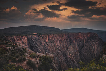 Overlook on Two colored rock waves in the Black Canyon of Gunnison, Colorado.