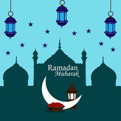 Flat design concept of ramadan kareem with lantern