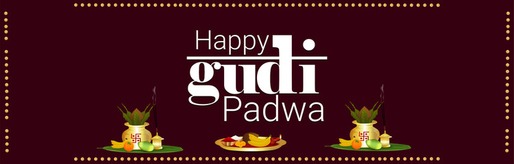 Happy gudi padwa event greeting card or banner