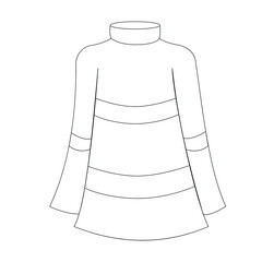 Contour vector illustration of a sweatshirt. Technical drawing for designing clothing. Winter cozy jumper without unnecessary details. Suitable for the fashion industry, catalogs, clothing stores 