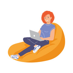 young woman using laptop