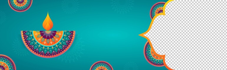 Diwali Banner Background with Colorful Diya for Website or cover