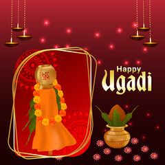 Happy ugadi celebration greeting card