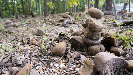 stone tower in forest , Mahabodhi temple , thailand 