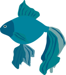 fish with a beautiful tail,aquarium tenant,vector drawing,isolate on a white background