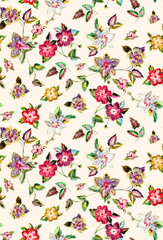 Seamless embroidery pattern, canvas flowers illustration.