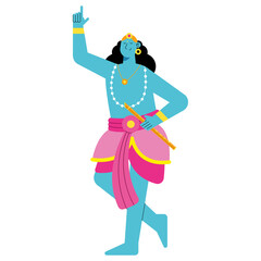 lord krishna standing blue