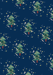 Fototapeta premium クリスマスツリー 紺